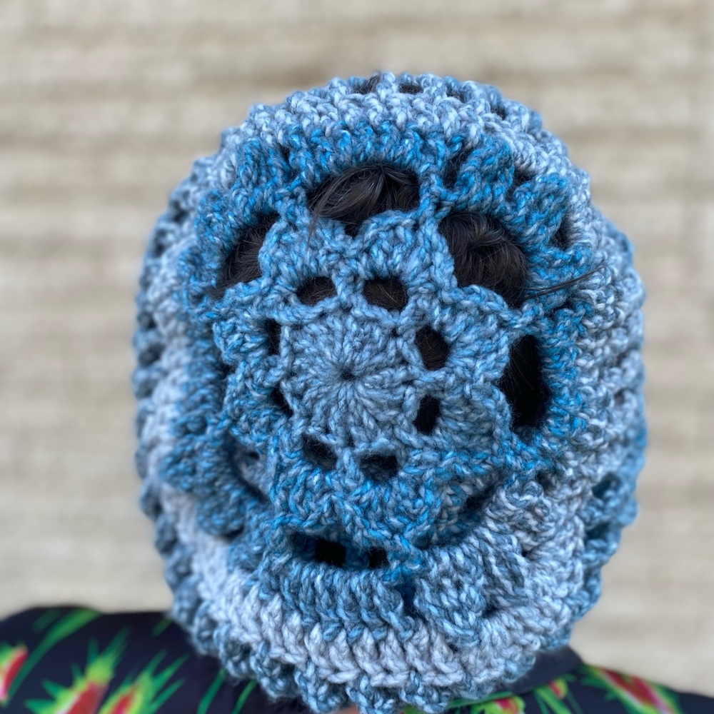 Oversized Floral Crochet Slouchy Hat